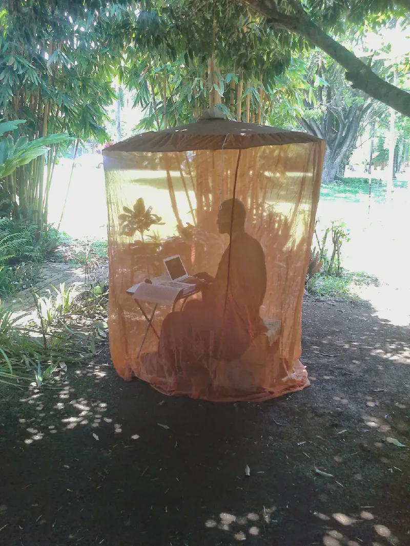 image from Modern monks transcribing an ancient Buddhist Pali Grammar book (suttamala) in Kauai.