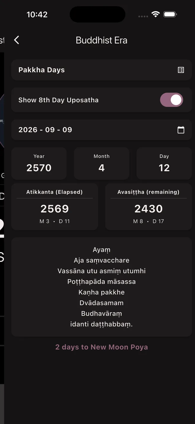 Buddhavassa Buddhist Era and Pakkha Calendar