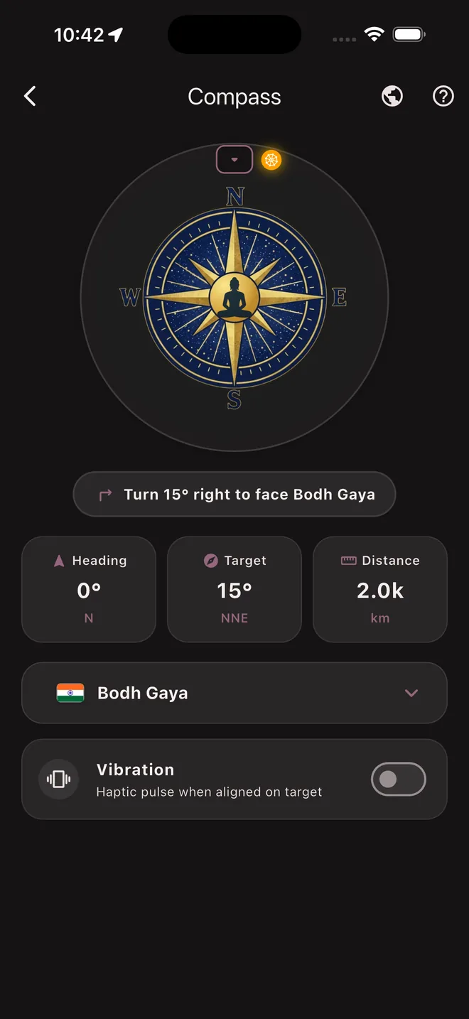 Sacred Buddhist Compass with 3D Earth Globe