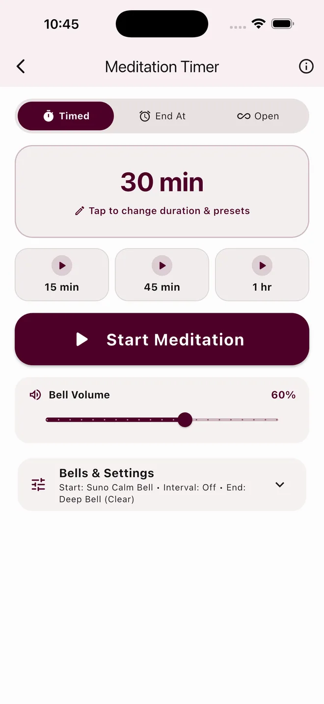 Temple Bell Meditation Timer Setup