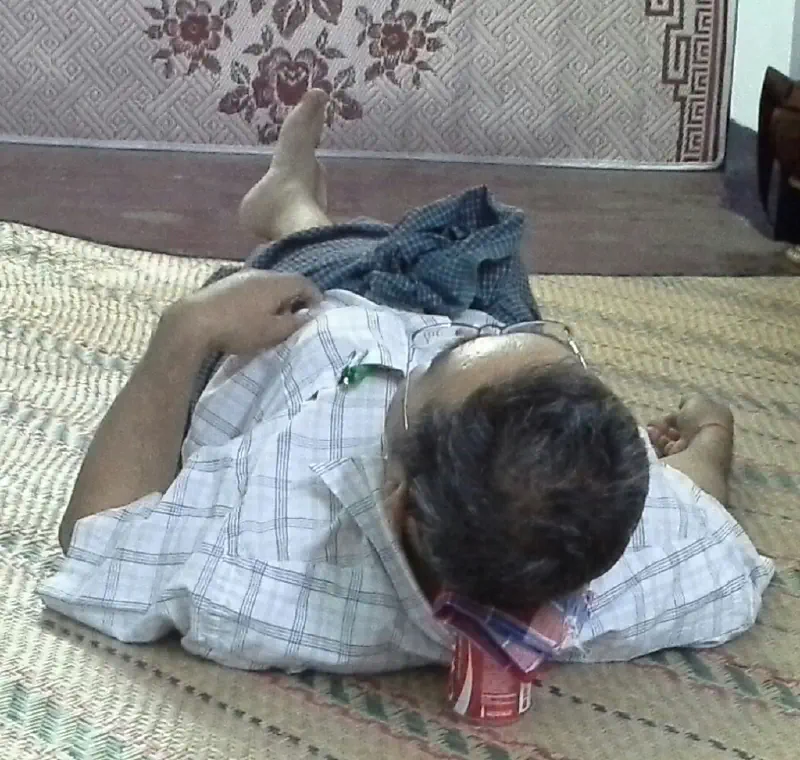 image from I asked my Kappiya (a monk's helper) if he wanted a pillow. He held up a Coke can and said, "No thanks..."